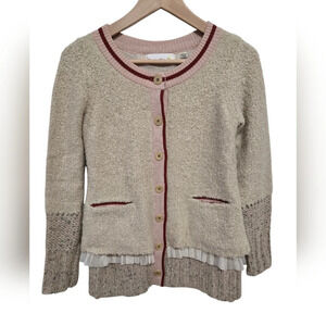 Charlie & Robin Anthropologie Ruffled Tiered Cardigan Sweater XS